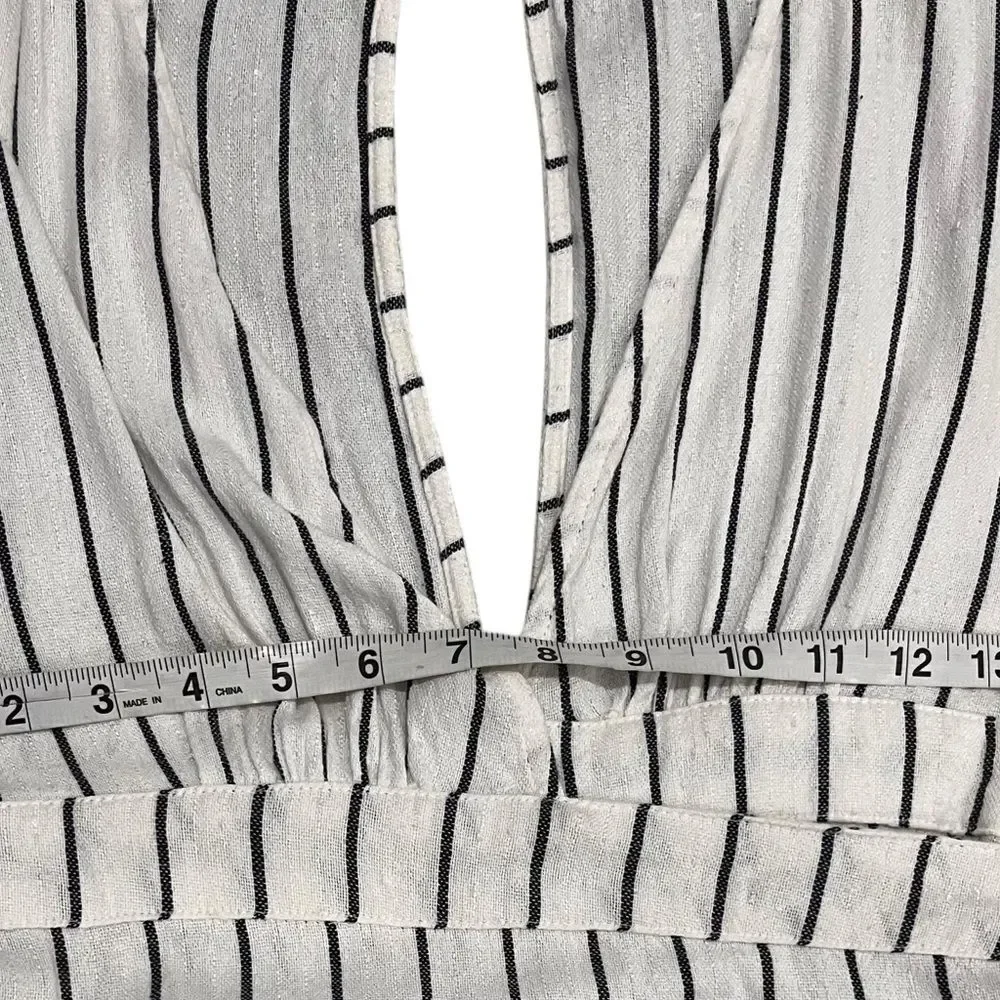 Billabong Robe Life White and Black Plunge Neck Striped Dress small - Picture 5 of 15
